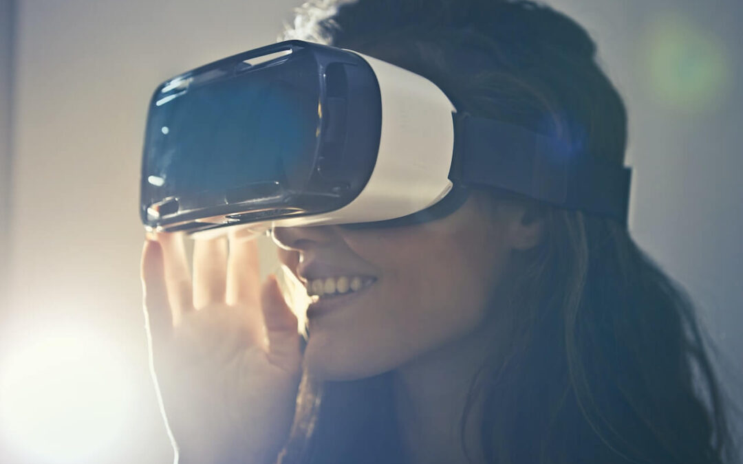 woman using virtual reality headset